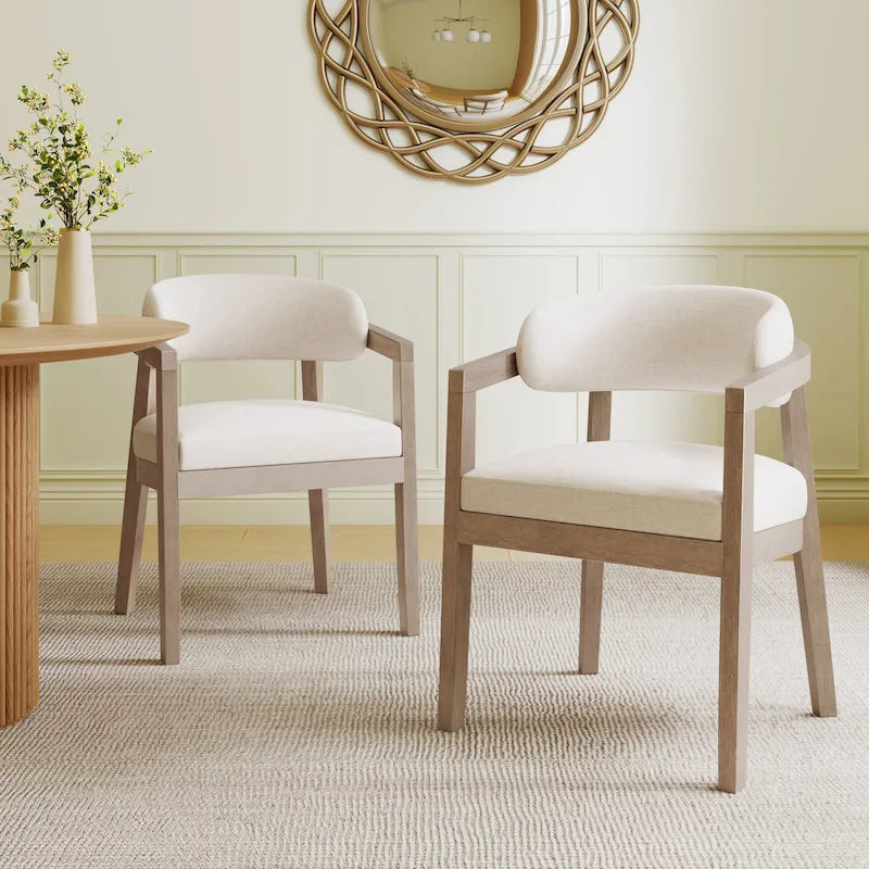 Christopher Knight Home - Carter Modern Dining Armchair Set of 2 with Upholstered Seating and Solid Wood Frame