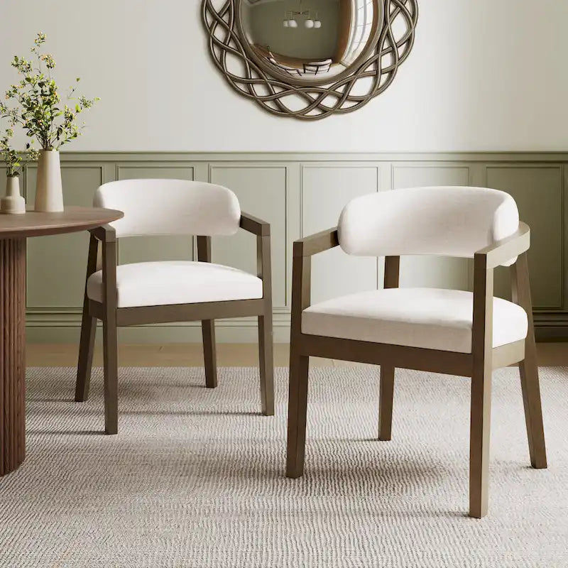 Christopher Knight Home - Carter Modern Dining Armchair Set of 2 with Upholstered Seating and Solid Wood Frame