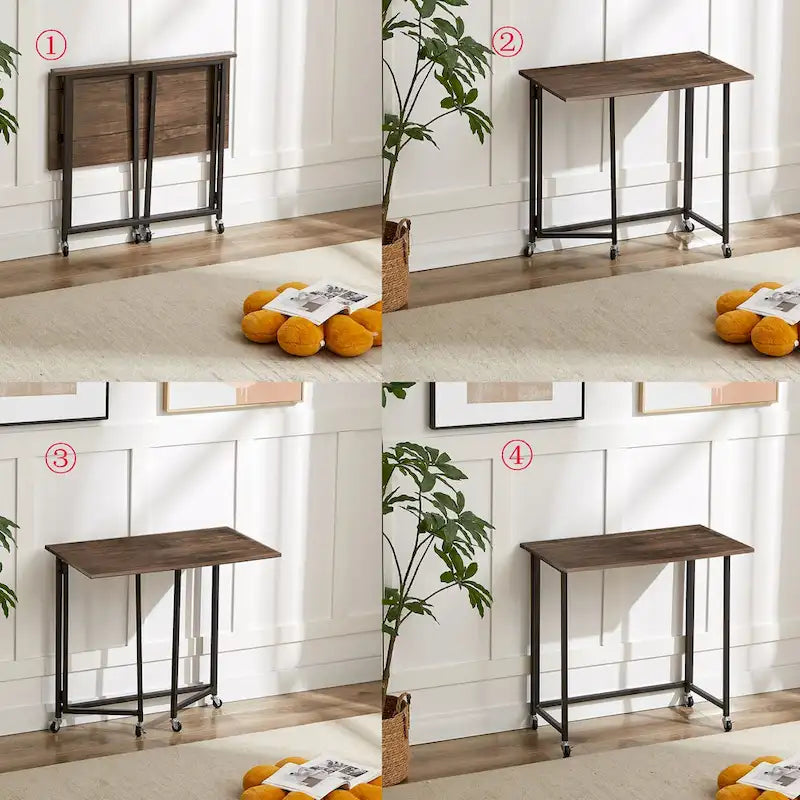 Javlerg Mobile Folding Computer Desk, 31.5 No Assembly Rolling Writing Desk, Space Saving Foldable Laptop Table for Home Office