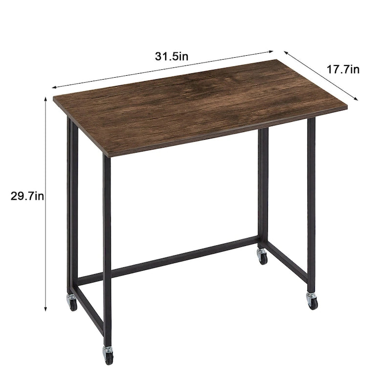 Javlerg Mobile Folding Computer Desk, 31.5 No Assembly Rolling Writing Desk, Space Saving Foldable Laptop Table for Home Office