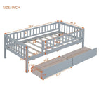 Twin Size Daybed Wood Bed With Two Drawers, Gray