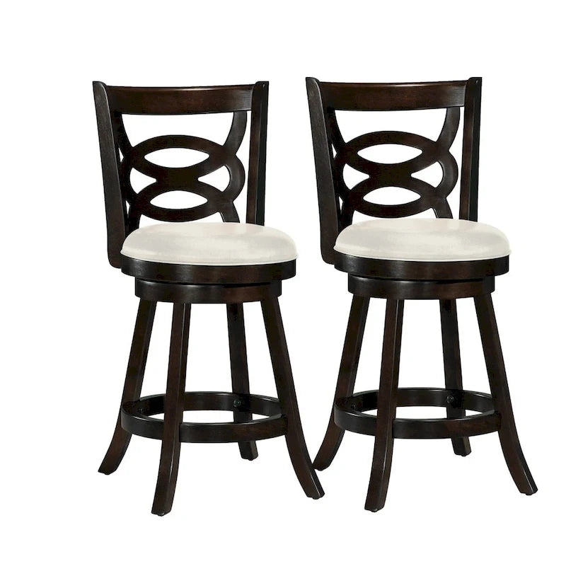 2er-Set Barhocker aus Massivholz mit drehbarem Sitz in Thekenhöhe