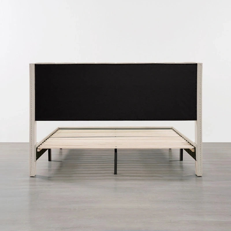 Eleanor Upholstered Platform Bed Frame with Vertical Stripe Headboard