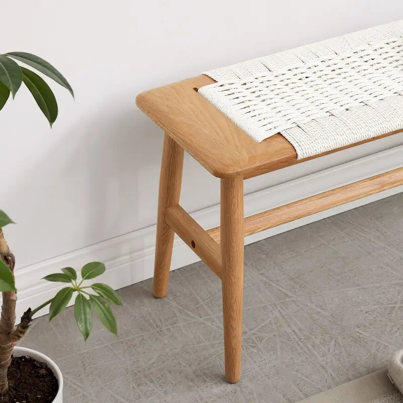 Design Natural Oak Wood Bench Bed Bench for living Room, Bedroom, Bathroom