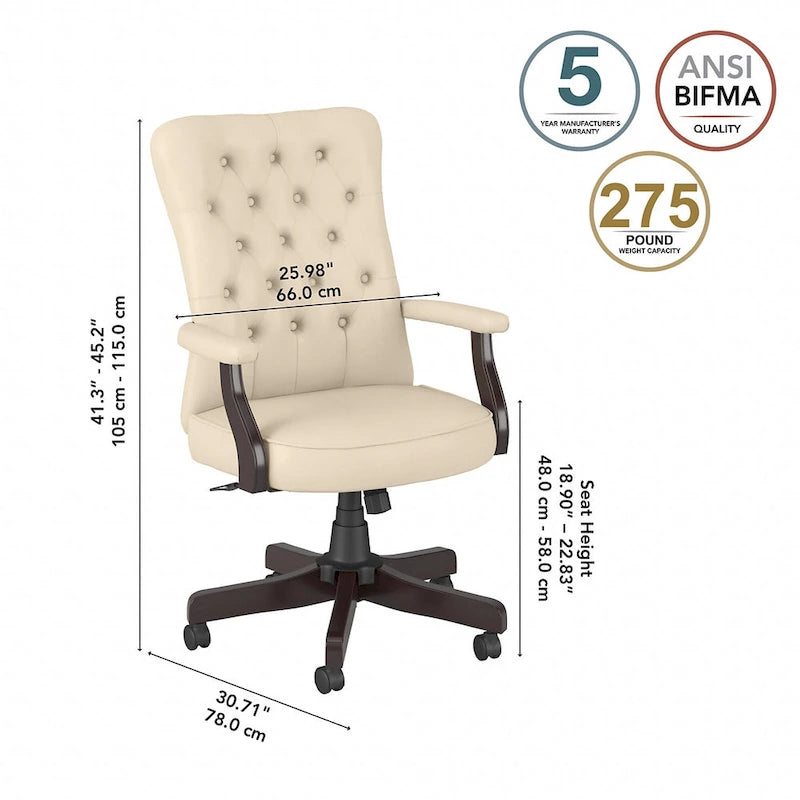 Cabot High Back Tufted Office Chair with Arms by Bush Furniture